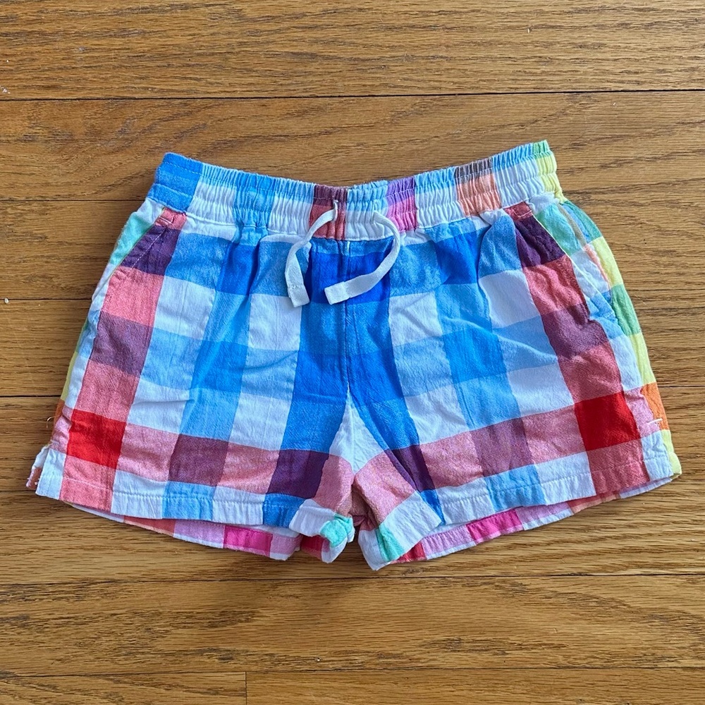 Primary Beach short in rainbow gingham 3T